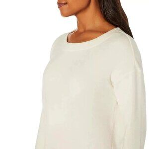 Banana Republic Women's Crew Neck Long Sleeve T-Shirt, White, Size XL NEW
